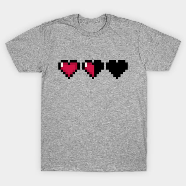 Video Game Hearts – Half Health T-Shirt by ExtraMedium